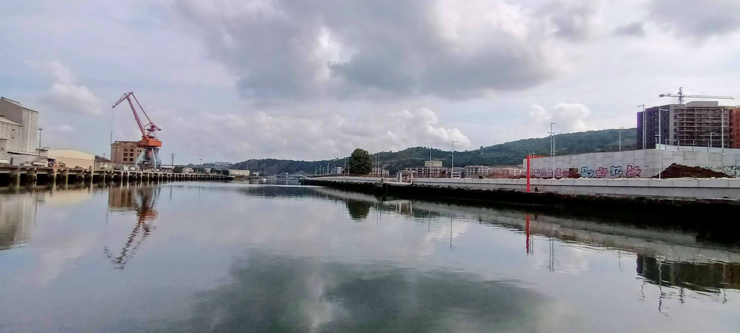 Modern residential buildings and old industrial buildings